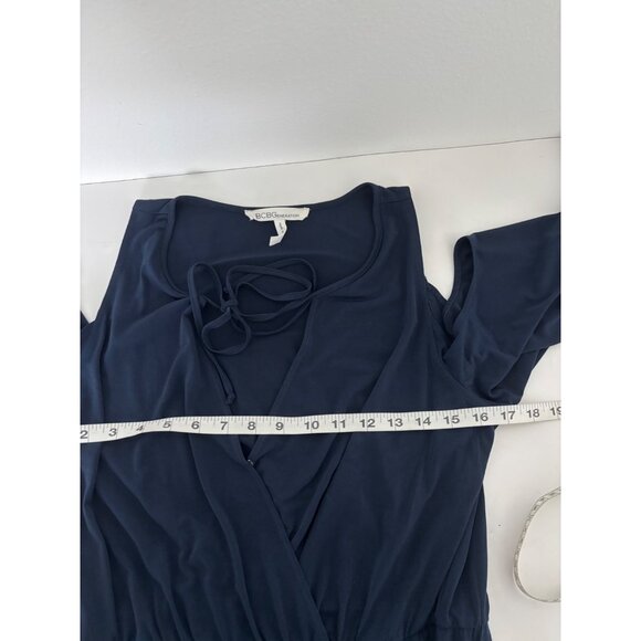 BCBGeneration Jumpsuit S Cold Shoulder Wrap Tie Resort Date Night Casual Chic - Picture 7 of 11
